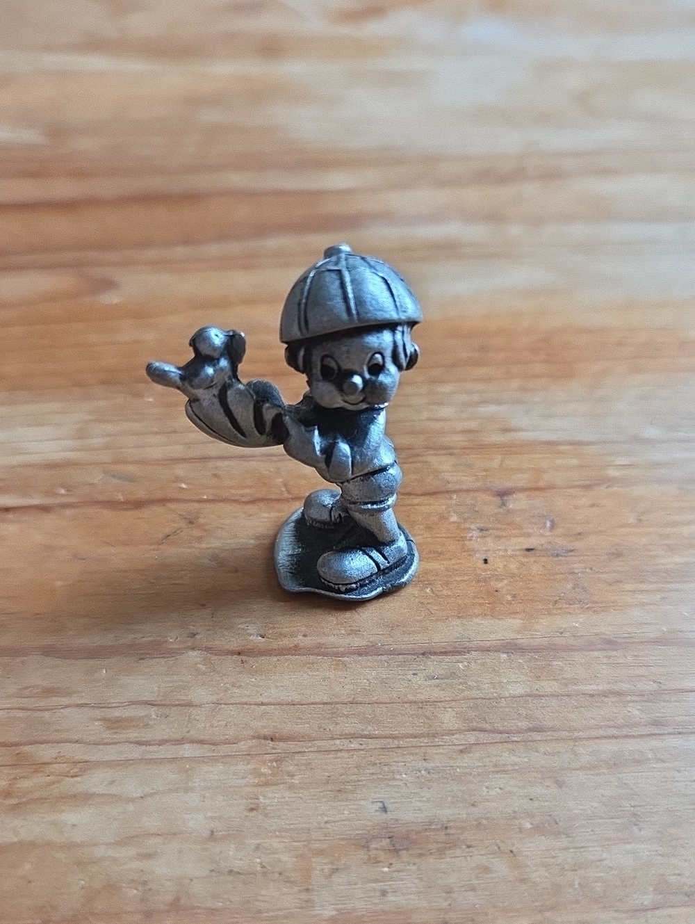 Vintage Miniature Hudson Pewter Boy Playing Baseball Bird Glove (1983) 1.5"